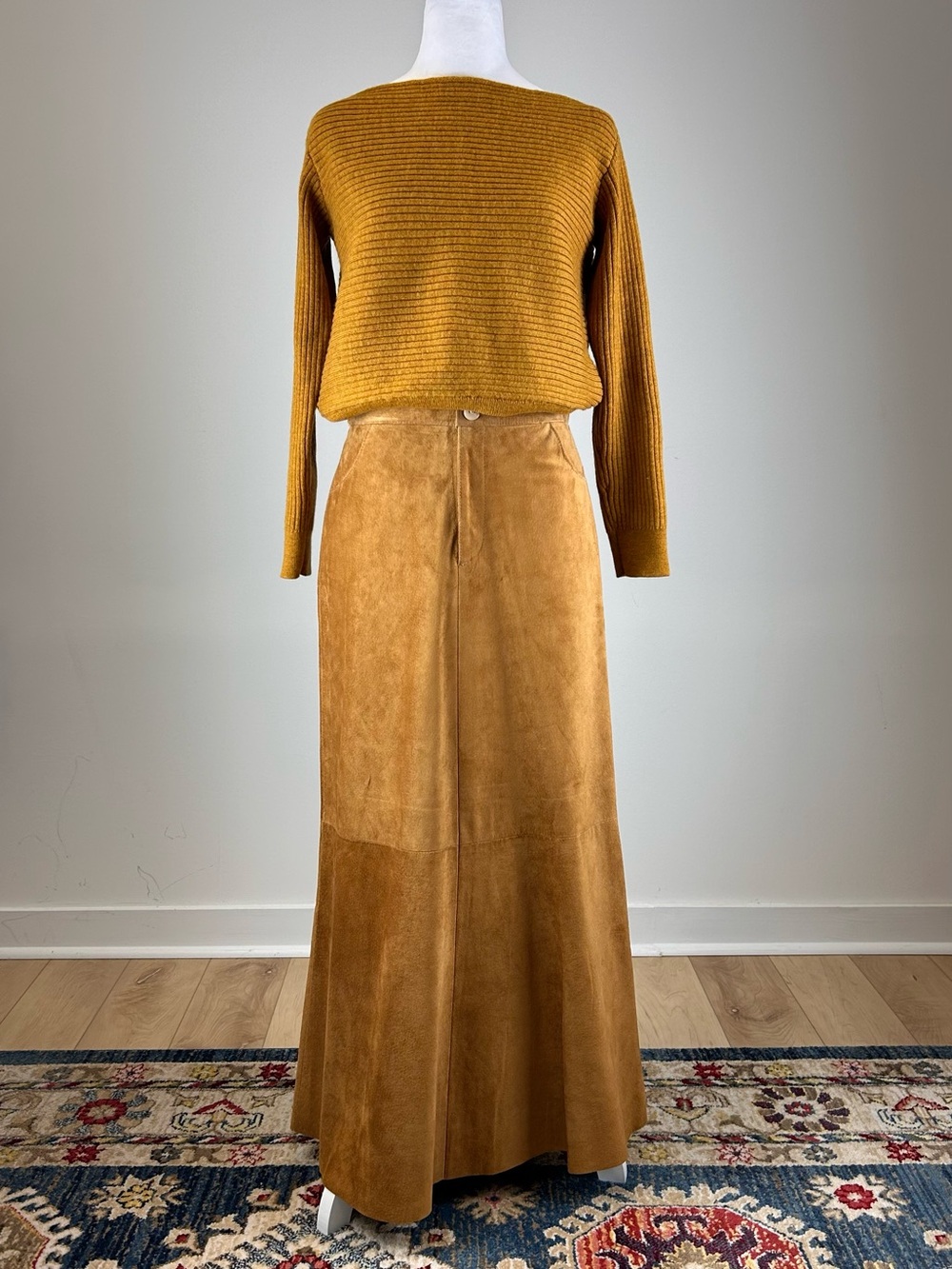 Vintage Suede Leather Maxi Skirt Made in Canada
